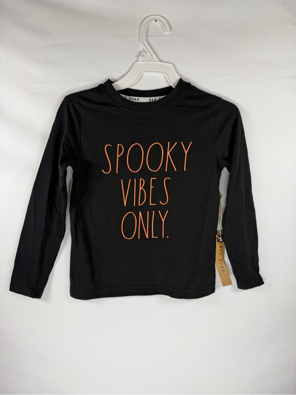 NWT Rae Dunn Spooky Vibes Only Long Sleeve T-Shirt Halloween Black Size 5